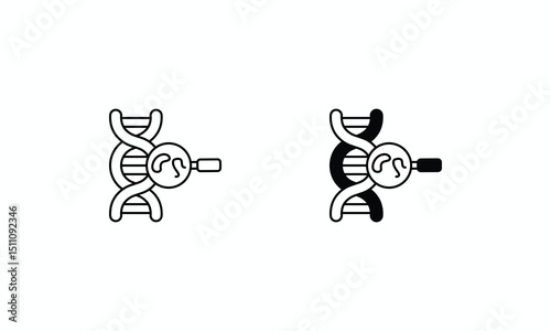 Genetic Engineering icons set Line and Glyph black vector icon stock illustration