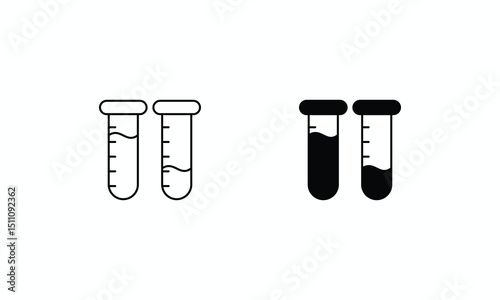 Test Tube  icons set Line and Glyph black vector icon stock illustration