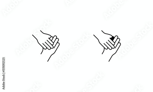 Caring  icons set Line and Glyph black vector icon stock illustration