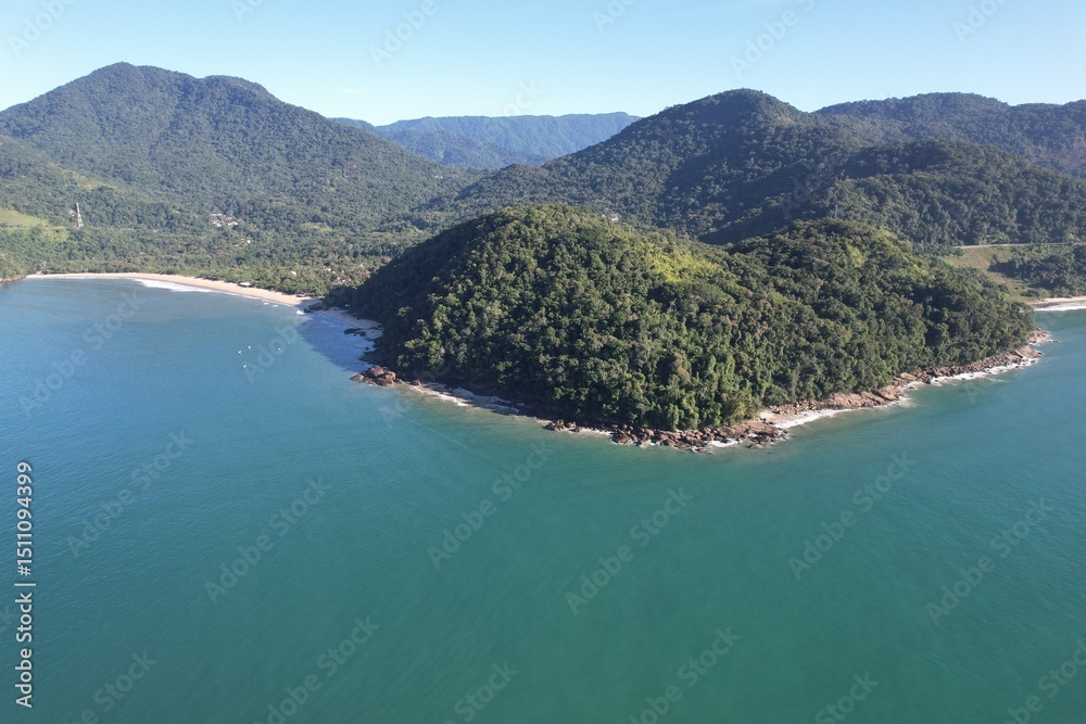 Fototapeta premium Aerial Photos of Prumirim beach, Ubatuba