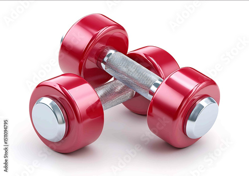 3D red dumbbells isolated on a white background captured with a 20mm lens highresolution photography insanely detailed a stock photo professional color gradi photo