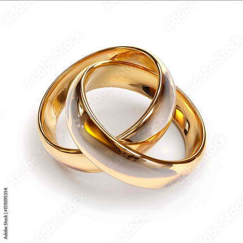 Golden wedding ring isolated on transparent a white background isolated on white background ultrabright