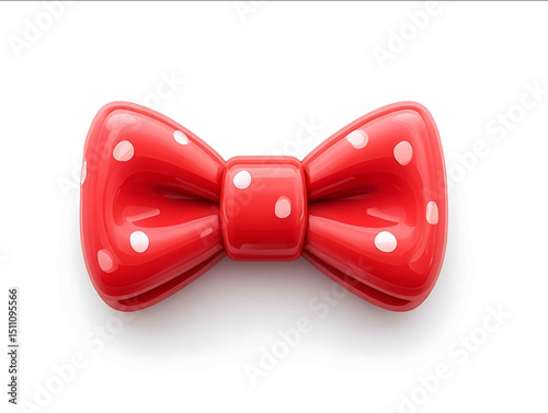 Red bow tie icon on a transparent background vector art with no shadows in a flat design style using simple shapes and a cute aesthetic The color palette is