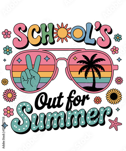 Last Day Of School Retro Schools Out For Summer Teacher funny