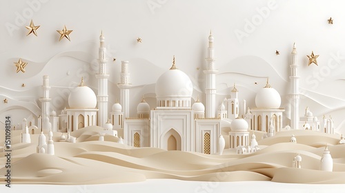 White mosque city in desert