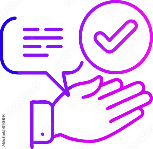 Approved feedback hand receiving positive message checkmark