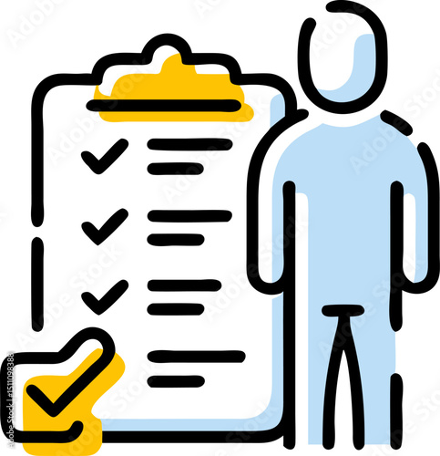 Checklist completed person task management business icon