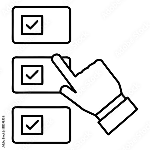 Hand selecting checklist items online survey digital voting