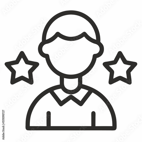 Top rated employee profile icon, best worker, five star review