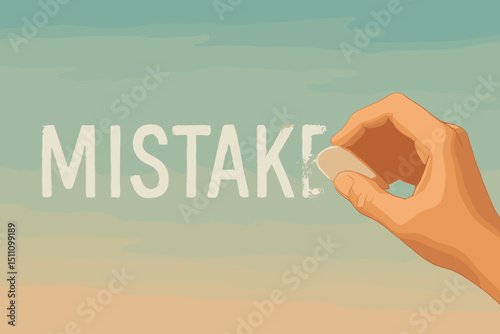 Erasing Mistakes with Eraser by Hand. Conceptual of Forgiveness, Correction, Improvement. Overcoming Errors. Education, Editing, and Perfection Concepts. Editable Text