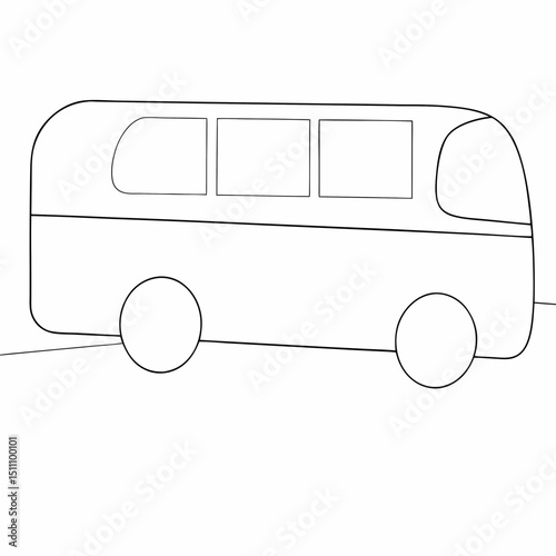 Bus coloring page simple and minimal line art illustration on white background
