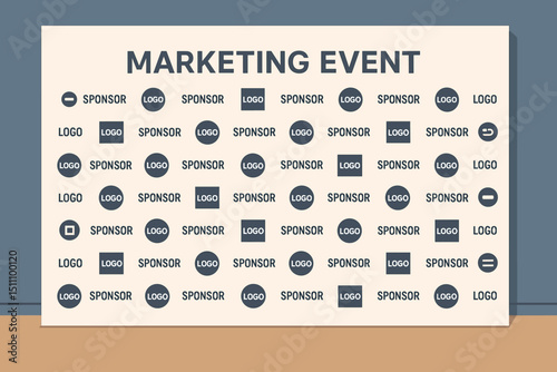 Marketing event sponsor wall backdrop. Corporate branding step and repeat banner for press conferences and trade shows. Media wall for logo display and sponsorship recognition. Event branding.