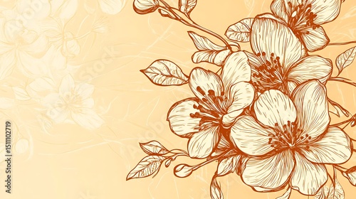 Delicate floral design in soft peach tones