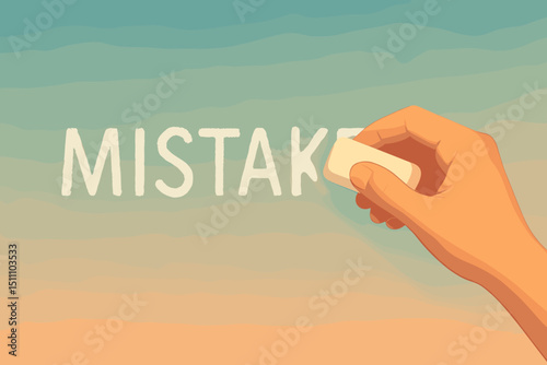 Hand Erasing Mistake Word with Eraser Concept, Correcting Error, Second Chance, Education, Learning from Failure, Clean Slate, Self Improvement, Overcoming Problems, Positive Change, Motivation