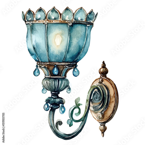 Wall Sconce, watercolor vector, high quality, isolated on a white background.