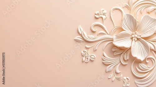 Ornate floral design on a light peach background