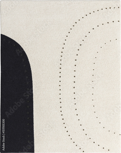 Top view of rug with geometric and dotted pattern