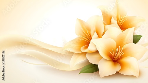 Elegant floral background with flowing ribbons