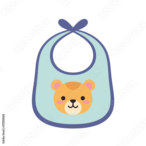 Baby bib icon, Simple graphic symbol, Infant mealtime accessory, Mess protection concept, for Baby product labels, App interface, Shopping categories