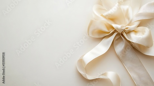 Elegant cream ribbon bow on a plain background