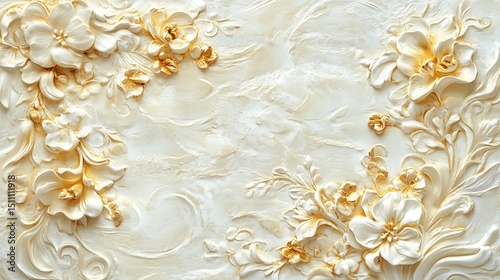 Ornate floral relief wall design