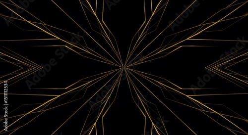 Geometric Line Pattern with Radiating Design on Black