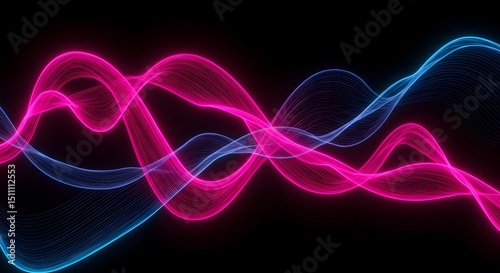 Abstract Wave Background Pink and Blue Lines