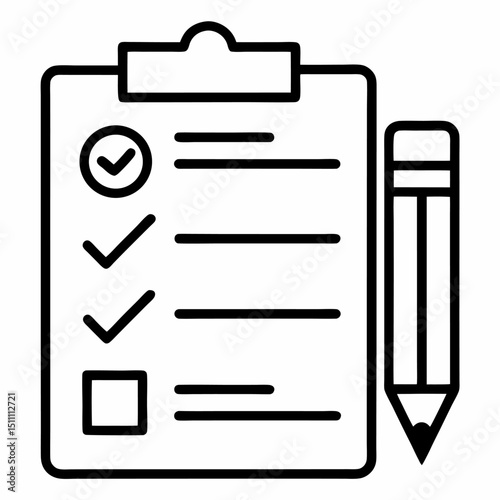 Checklist clipboard with pencil icon business planning task management