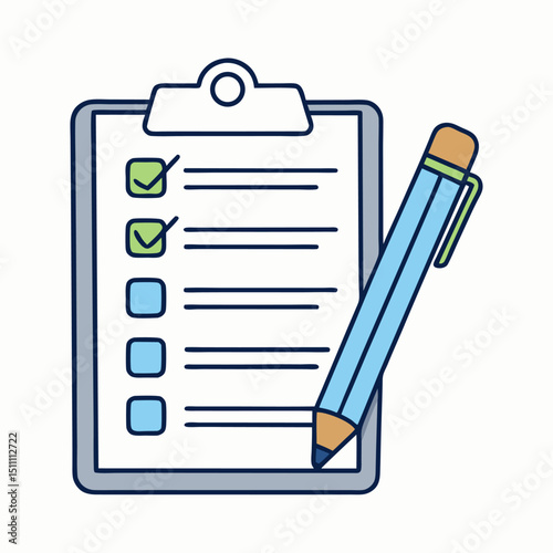 Checklist clipboard with pencil planning organization task management