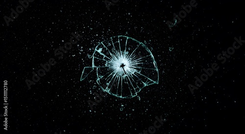 Shattered Glass on Black Background
