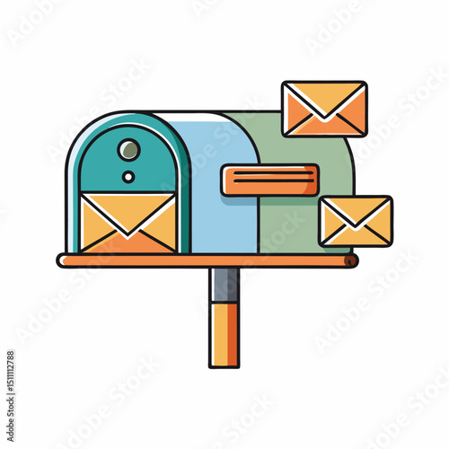 Colorful mailbox with envelopes mail delivery post office correspondence