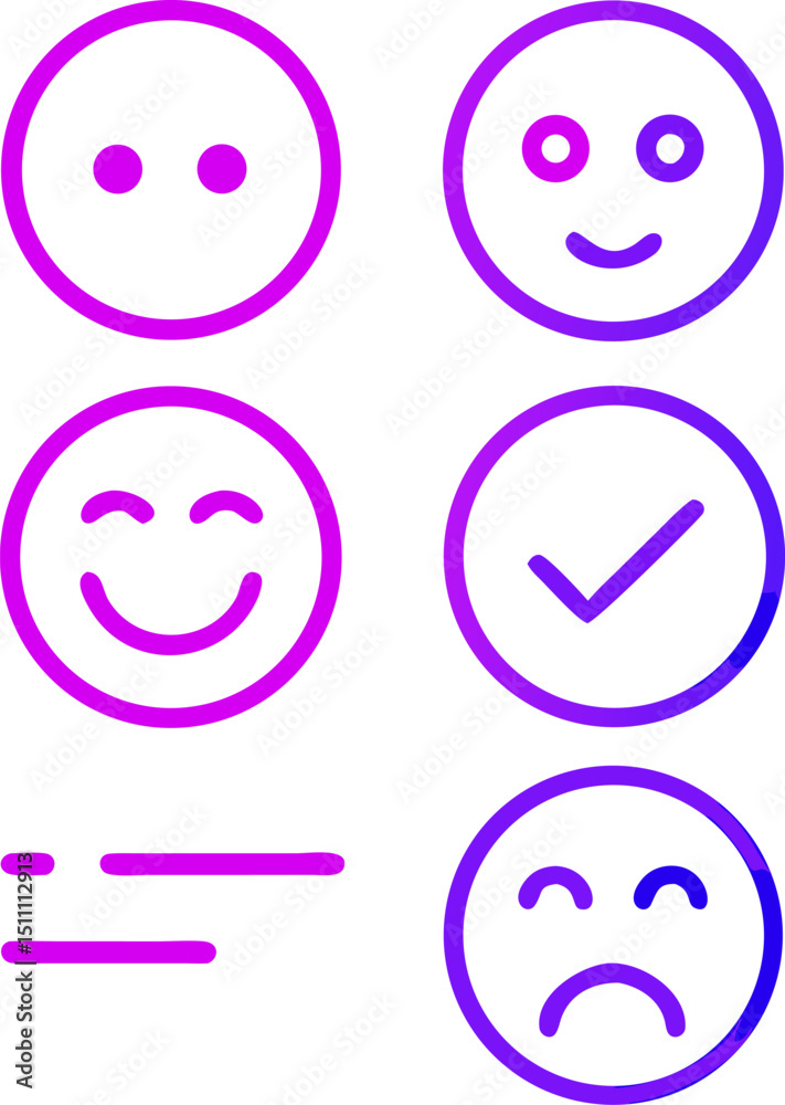 Fototapeta premium Gradient emojis feedback rating survey happy sad neutral