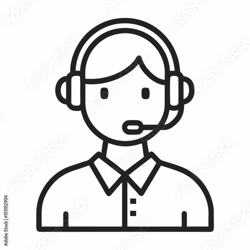 Customer service representative wearing headset icon