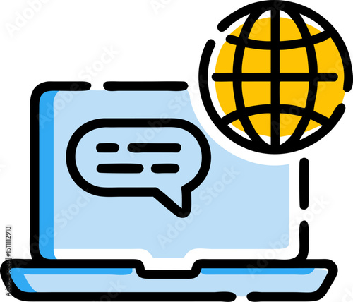 Global online communication laptop chat message world wide web