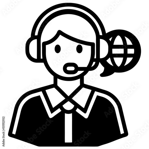 Global customer support representative icon headset communication