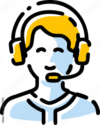 Happy customer service agent wearing headset icon