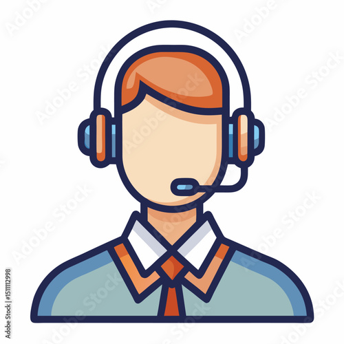 Customer service representative wearing headset and tie