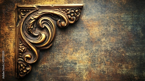 Ornate corner decoration on a textured surface