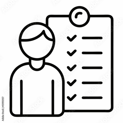 Person with checklist time management task list icon