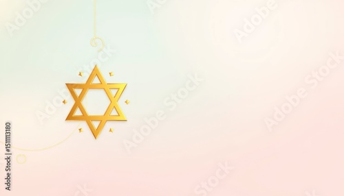 Elegant golden star of david illustration with soft pastel backdrop