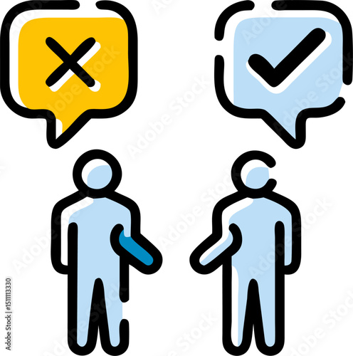 Two people discussing options, decision making, choice, success, failure, feedback