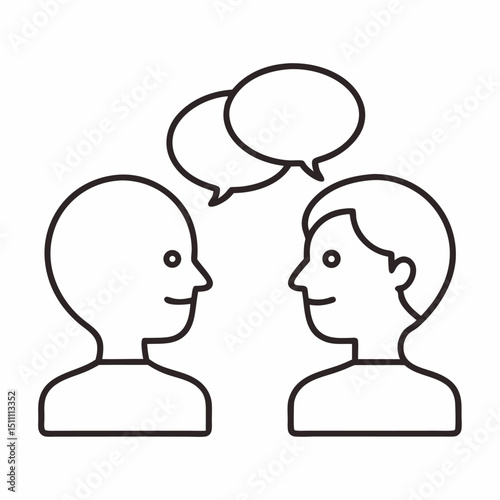 Two people talking communication dialogue conversation icons