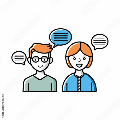 Young man and woman engaging in conversation communication dialogue
