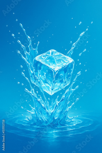 ice cube falling into water