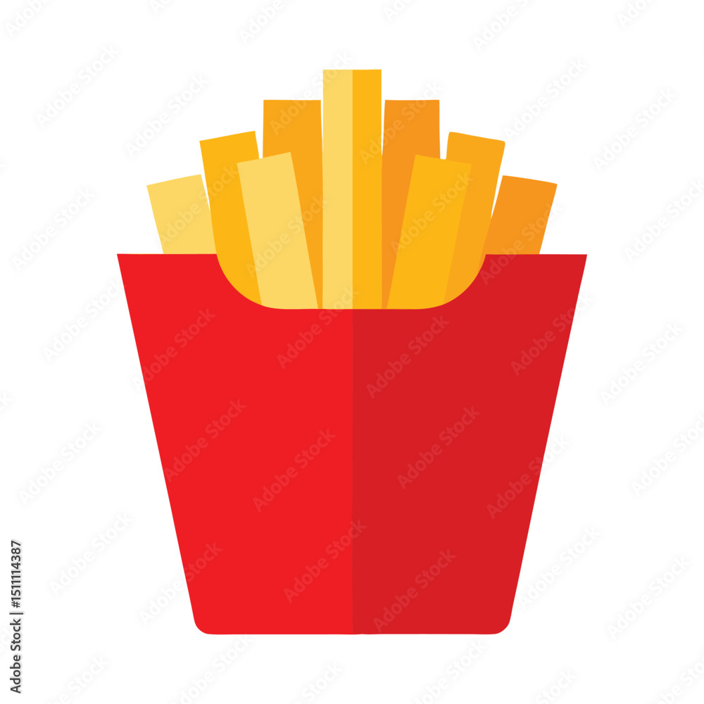 Flat Design Vector Illustration of Crispy French Fries White Background.
Flat Design Vector Illustration of Crispy French Fries White Background.