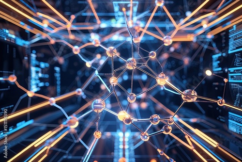 Futuristic Aesthetic Organic Connection Design in Digital Network Visualization
