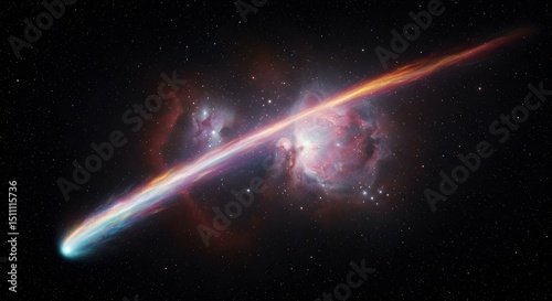 Comet in Space Nebula Galaxy Stars