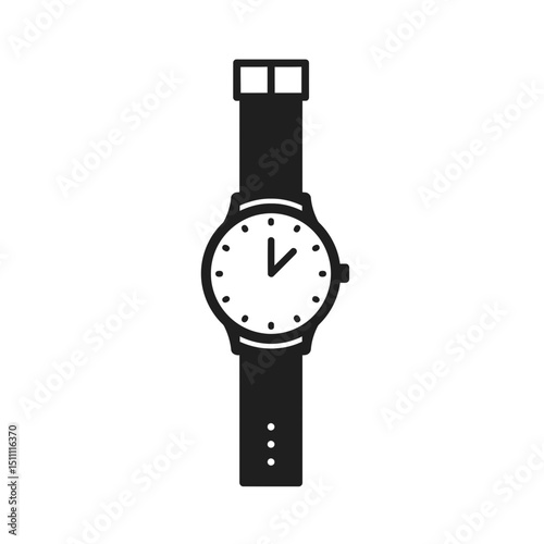 Black wristwatch with minimalist design and clear dial concept of clock  