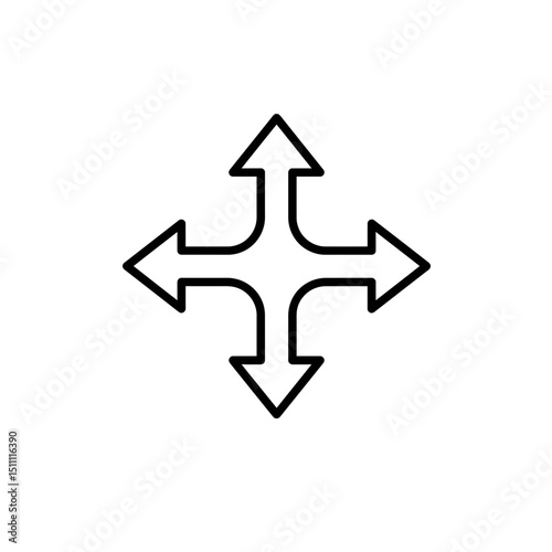 Arrow icon representing direction and movement in multiple ways  