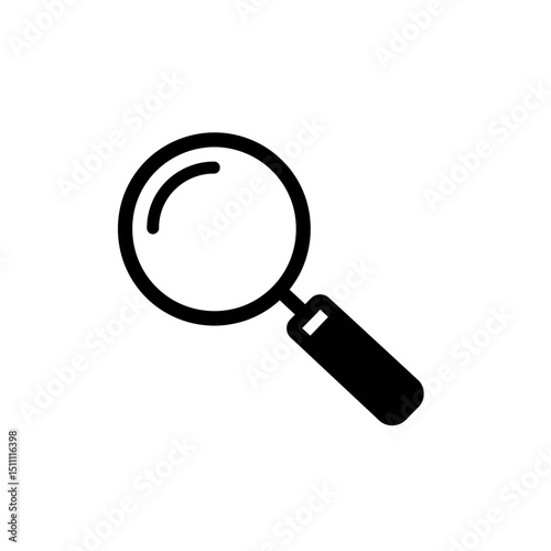 Magnifying glass icon in simple black and white style  